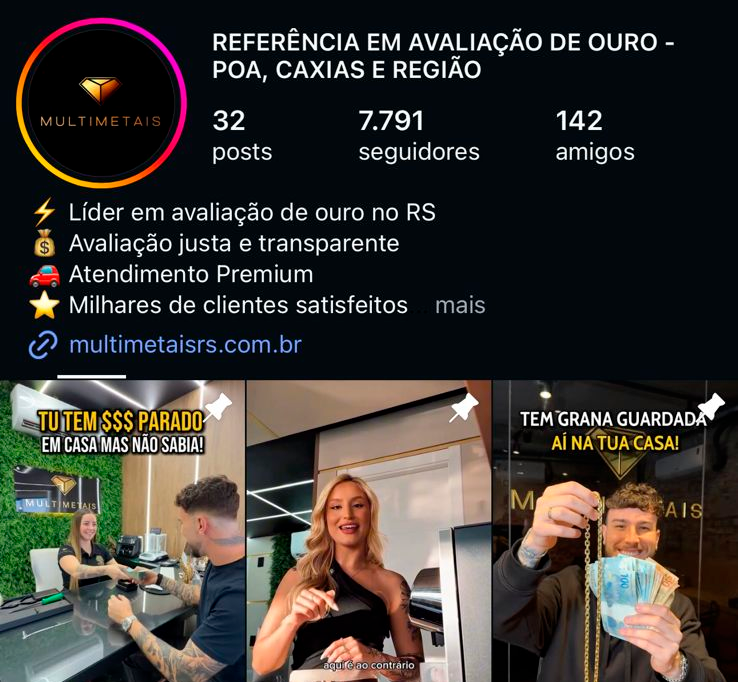 Perfil do Instagram @multimetaisrs